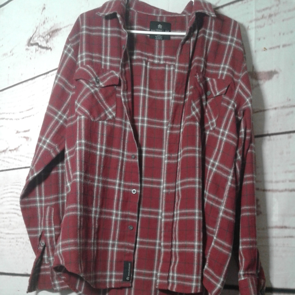 Men's sz L plaided button up long sleeve